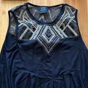 Knapp Studio Black Embroidered Yoke Tank